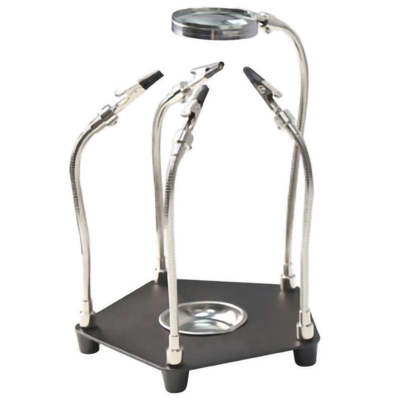 Circuit Board Holder w/Magnifying Glass, Flexible Arm, Black